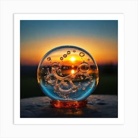 Water Bubbles In A Glass Ball Art Print