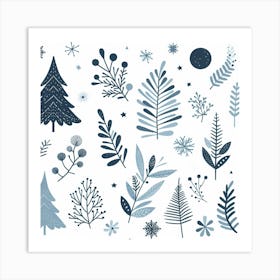 Scandinavian style, Blue spruce branches 1 Art Print