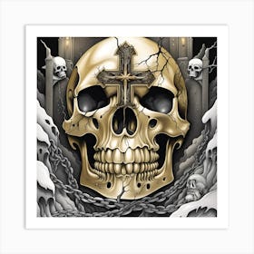 Skull And Cross 5 Art Print