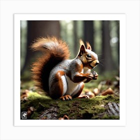 Squirrel In The Woods 54 Art Print