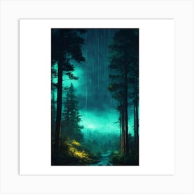 Forest At Night Art Print