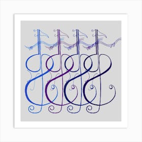 Violins in musical notes by DollyJ Poster