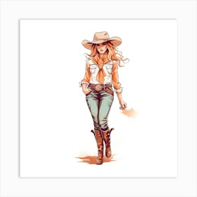 Full Body Cowgirl 3 Art Print