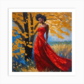 Woman In A Red Dress Art Print