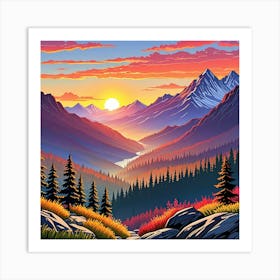 Sunset In The Mountains 41 Art Print