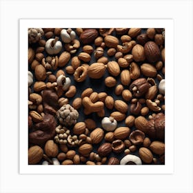 Many Nuts On A Black Background Art Print