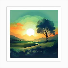 Sunset Landscape Art Print