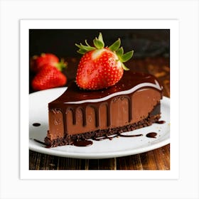 Chocolate Cake With Strawberries Art Print