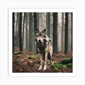 Wolf In The Forest 18 Art Print