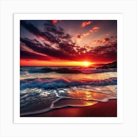 Sunset On The Beach 595 Art Print