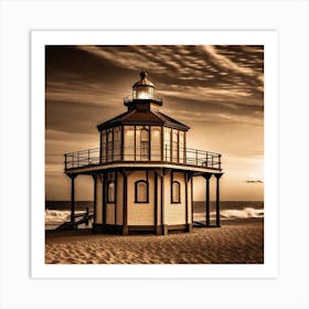 Lighthouse At Sunset 49 Art Print