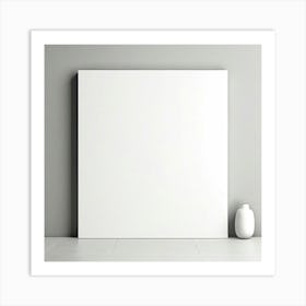 Mock Up Blank Canvas White Pristine Pure Wall Mounted Empty Unmarked Minimalist Space P (9) Art Print