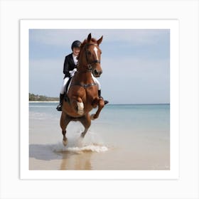 Horse Riding On The Beach Art Print