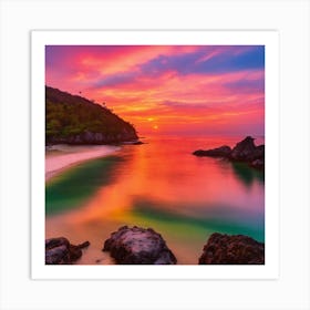 Sunset At The Beach 3 Art Print