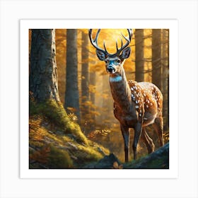 Deer In The Forest 161 Art Print