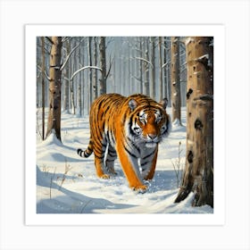 Tiger In The Snow Art Print