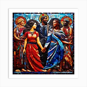 Savior,, An Image Showing A Mosaic Of Different Cultural Symbols And People From Various Backgrounds Holding Art Print