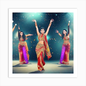 Indian Dancers On Stage Art Print