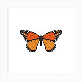 Orange Monarch Butterfly Square Art Print