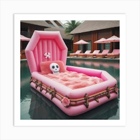 Floaty Pink Coffin Bed Art Print