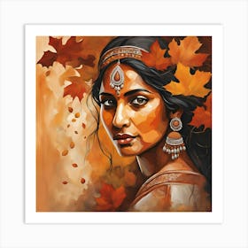 Autumnal Native American Woman Image Art Print