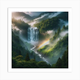 Waterfall In The Mist Art Print