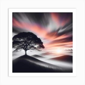 Lone Tree At Sunset 14 Art Print