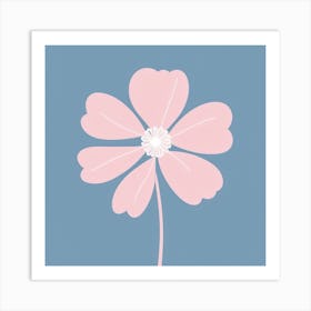 A White And Pink Flower In Minimalist Style Square Composition 147 Art Print