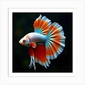 A Stunning Betta Fish Flaring Its Colorful Fins 1 Art Print