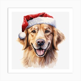 Golden Retriever Santa Hat 3 Art Print