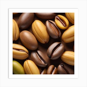 Coffee Beans On A Brown Background Art Print