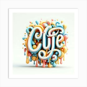 3d Letter Cute Art Print