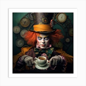 Alice In Wonderland Surreal Mad Hatter Square Art Print