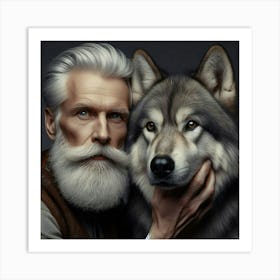 Wolf and man 1 Art Print