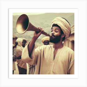 Man Blowing Horn Art Print