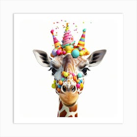 Birthday Giraffe 10 Art Print