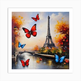 Paris With Butterflies 77 Art Print