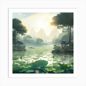 Lotus Pond 1 Art Print