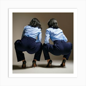 Two Women Squatting Art Print