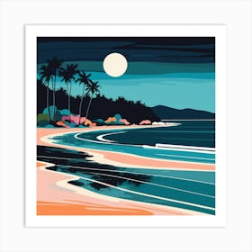 Beach At Night 1 Art Print