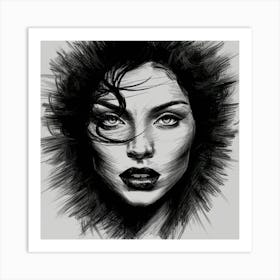 Black And White Portrait Of A Woman 3 Art Print