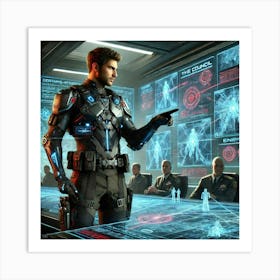 A Sci Fi Scene Showcasing Kael Drayen Strategic Planning Art Print