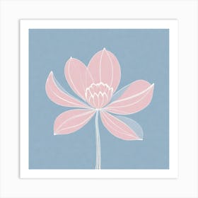 A White And Pink Flower In Minimalist Style Square Composition 96 Art Print