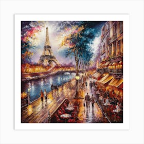 Parisian Splendor A Vibrant Portrait Of The Eiffel Tower And Romantic City Life (3) Art Print