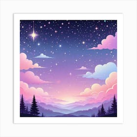 Sky With Twinkling Stars In Pastel Colors Square Composition 166 Art Print