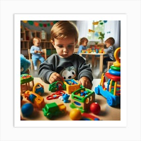 Child Playing With Toys Art Print