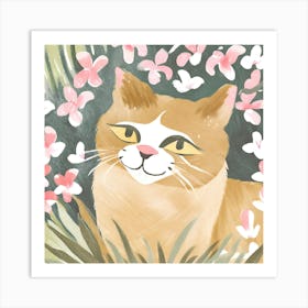 Cat In Bloom 1 Art Print