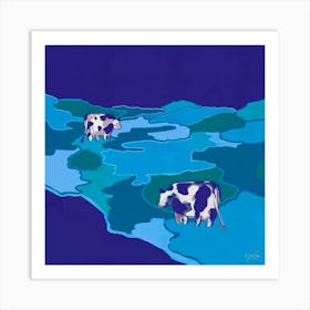 Grazing Cows Art Print