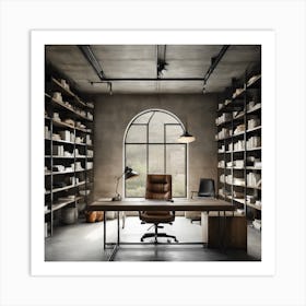 Office With Bookshelves Art Print