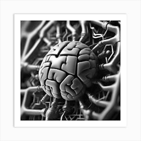 Brain On A Circuit Board 43 Art Print